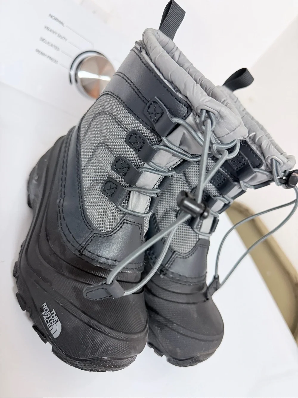 The North Face Gray and Red Insulated Winter Boot (Kids)